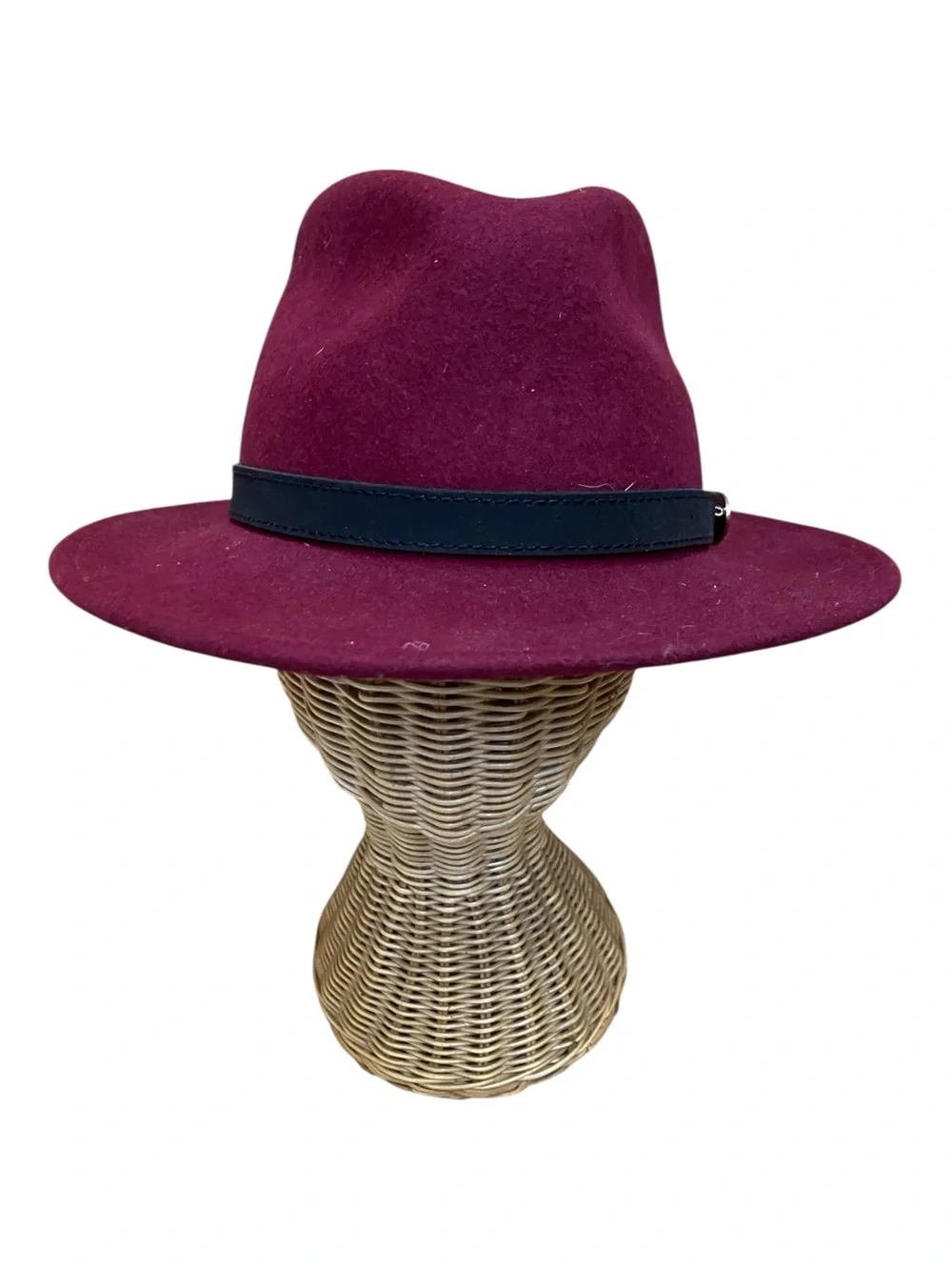 Hicks & Brown Womens 100% Wool Maroon Derby Fedora Hat